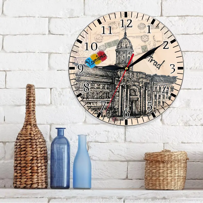 Arad romania, ceas lemn de perete, model 21